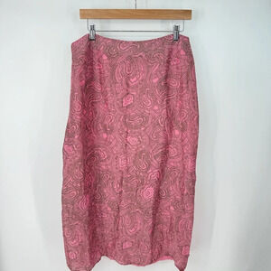 Ann Taylor Vintage Y2K 2000s Paisley Boho 100% Silk Maxi Skirt